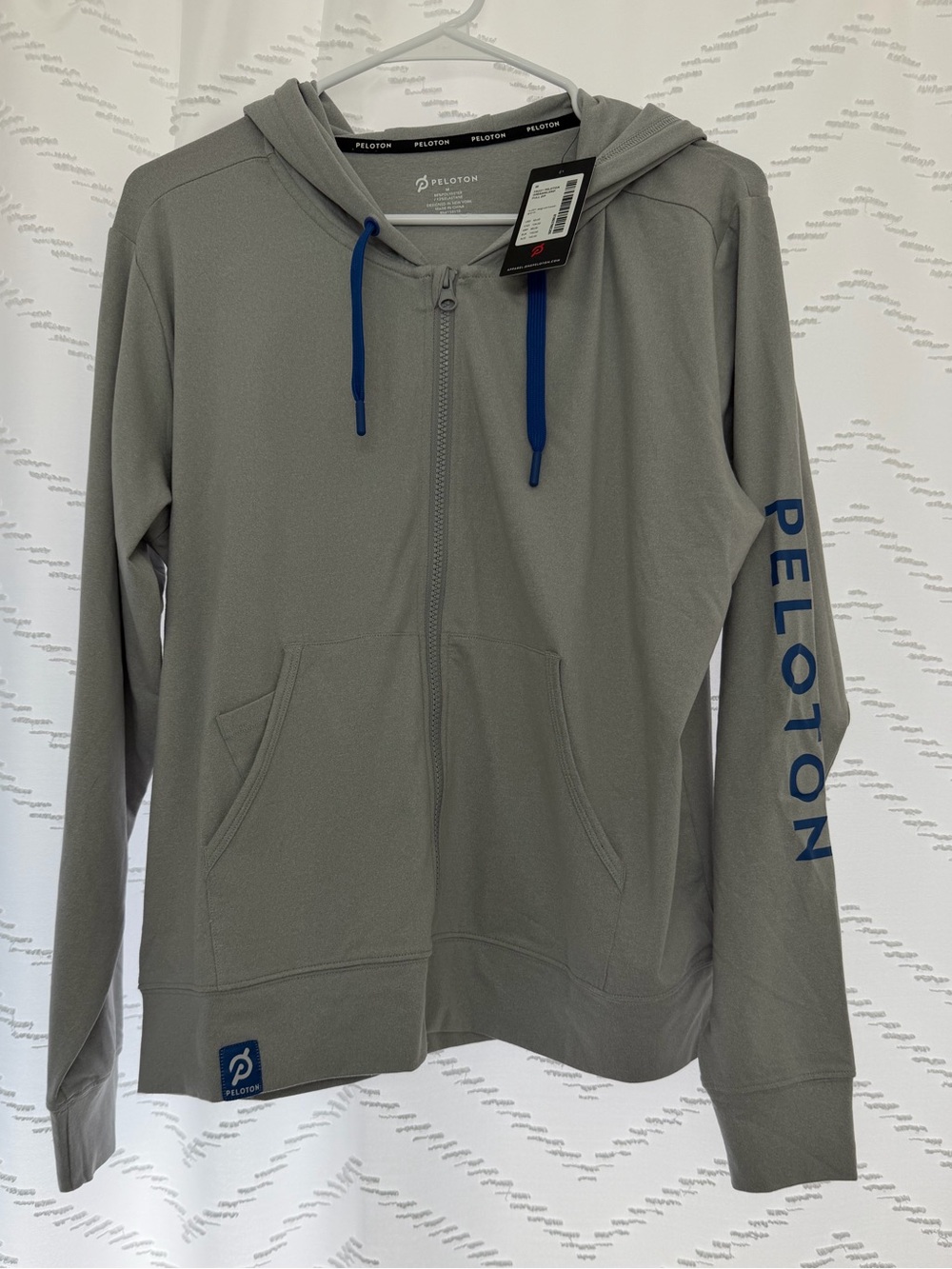 Peloton Dreamblend Gray Hoodie with Blue Details